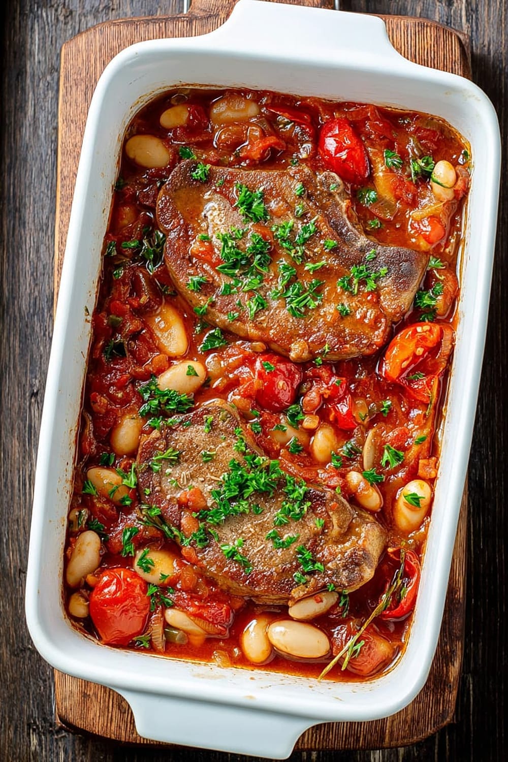Boneless Pork Chop Casserole Recipe With Beans and Tomatoes