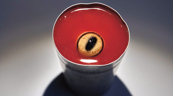 a creepy drink with sheep's eyeball shots