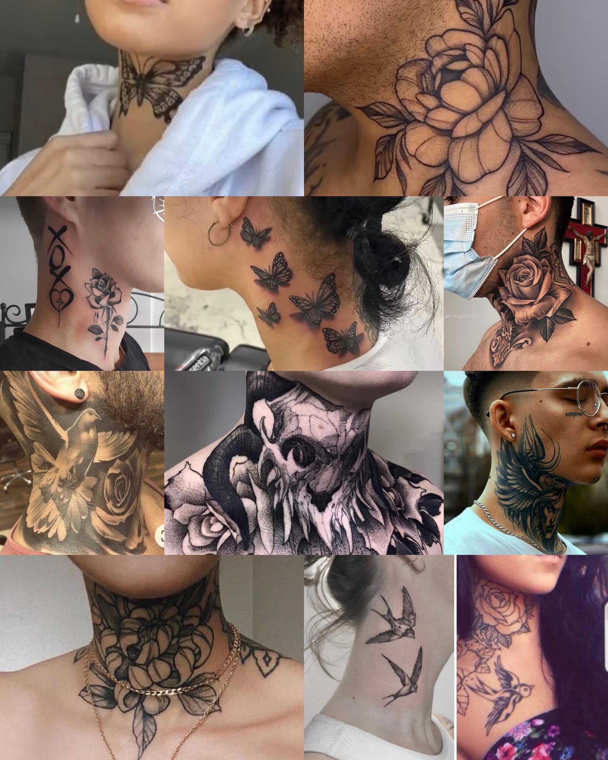 **Neck Tattoo Inspiration Collection** 🌹
Bold florals bloom across delicate necks in this stunning collection of feminine tattoo artistry. From intricate butterfly cascades to dramatic skull compositions, each piece showcases the powerful statement that neck tattoos make. The contrast between soft skin and dark linework creates an edgy elegance that's both rebellious and refined.