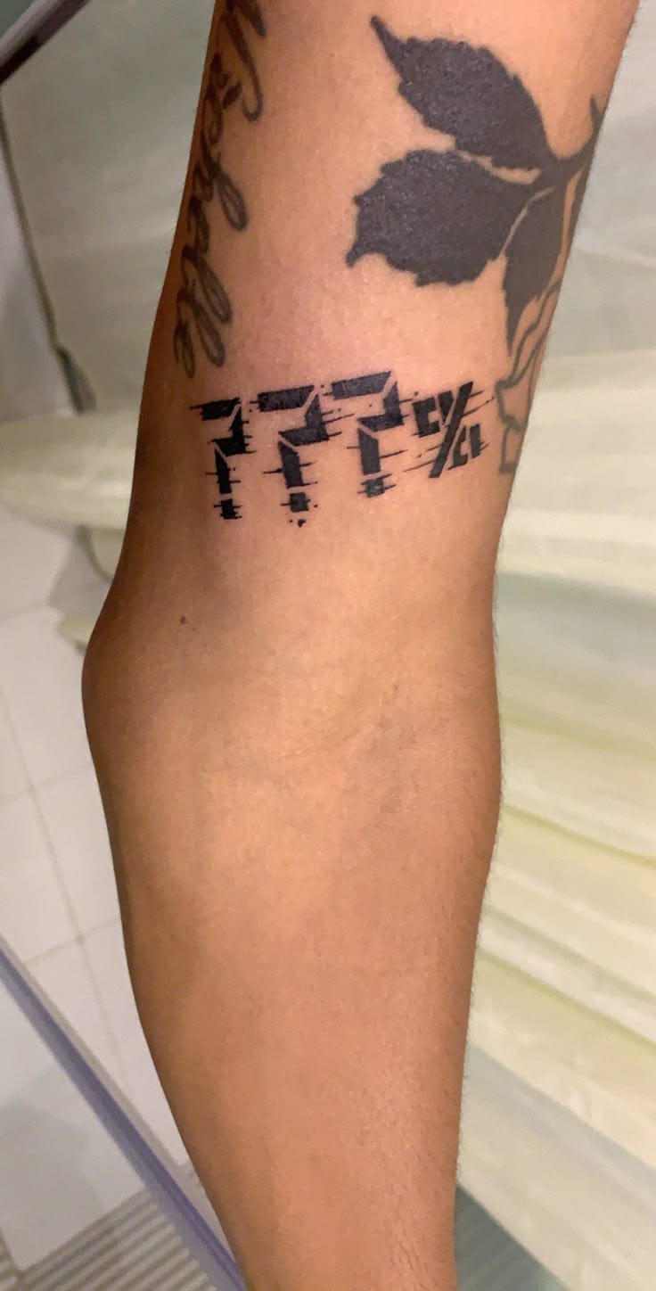 Nature meets numerology in this striking leg piece featuring delicate rose silhouettes paired with bold 