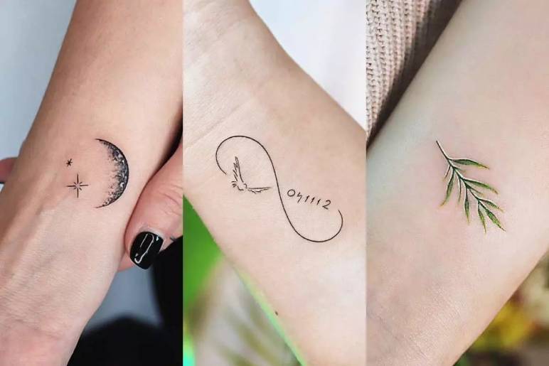 Delicate celestial magic meets botanical beauty in this stunning trio of minimalist tattoos ✨ The crescent moon and star design flows perfectly alongside the abstract face silhouette and graceful herb sprig, creating a cohesive story of nature, cosmos, and human connection. Each piece works independently while contributing to an overall aesthetic that's both mystical and grounded.