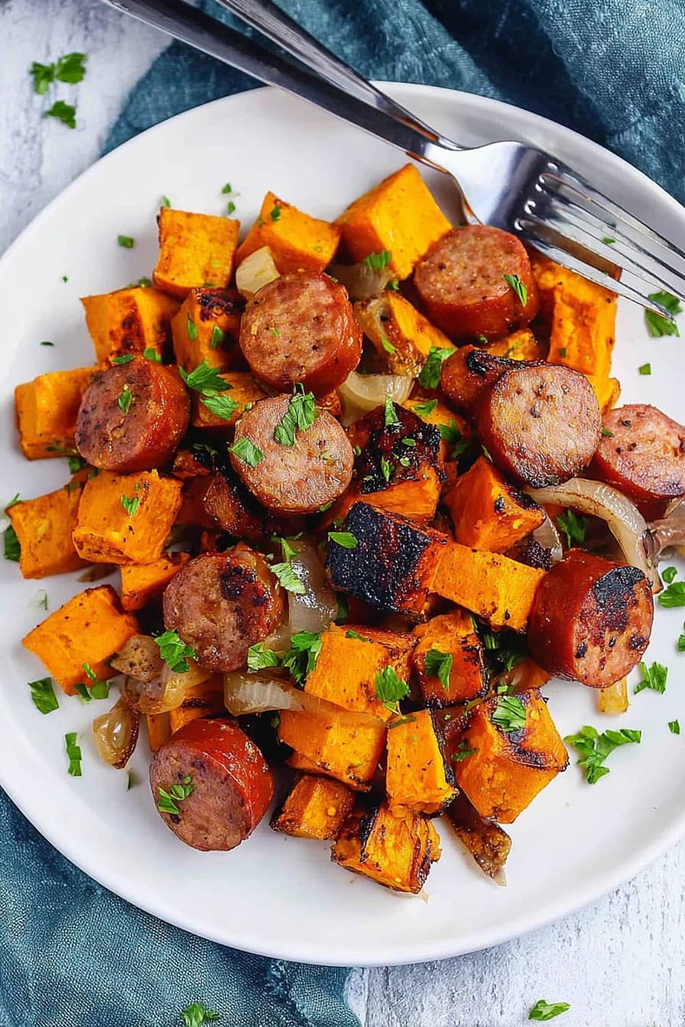 Sheet Pan Sausage and Sweet Potatoes