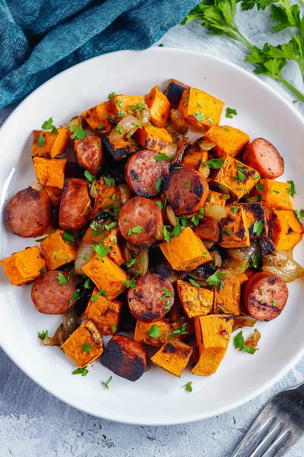 Sheet Pan Sausage and Sweet Potatoes