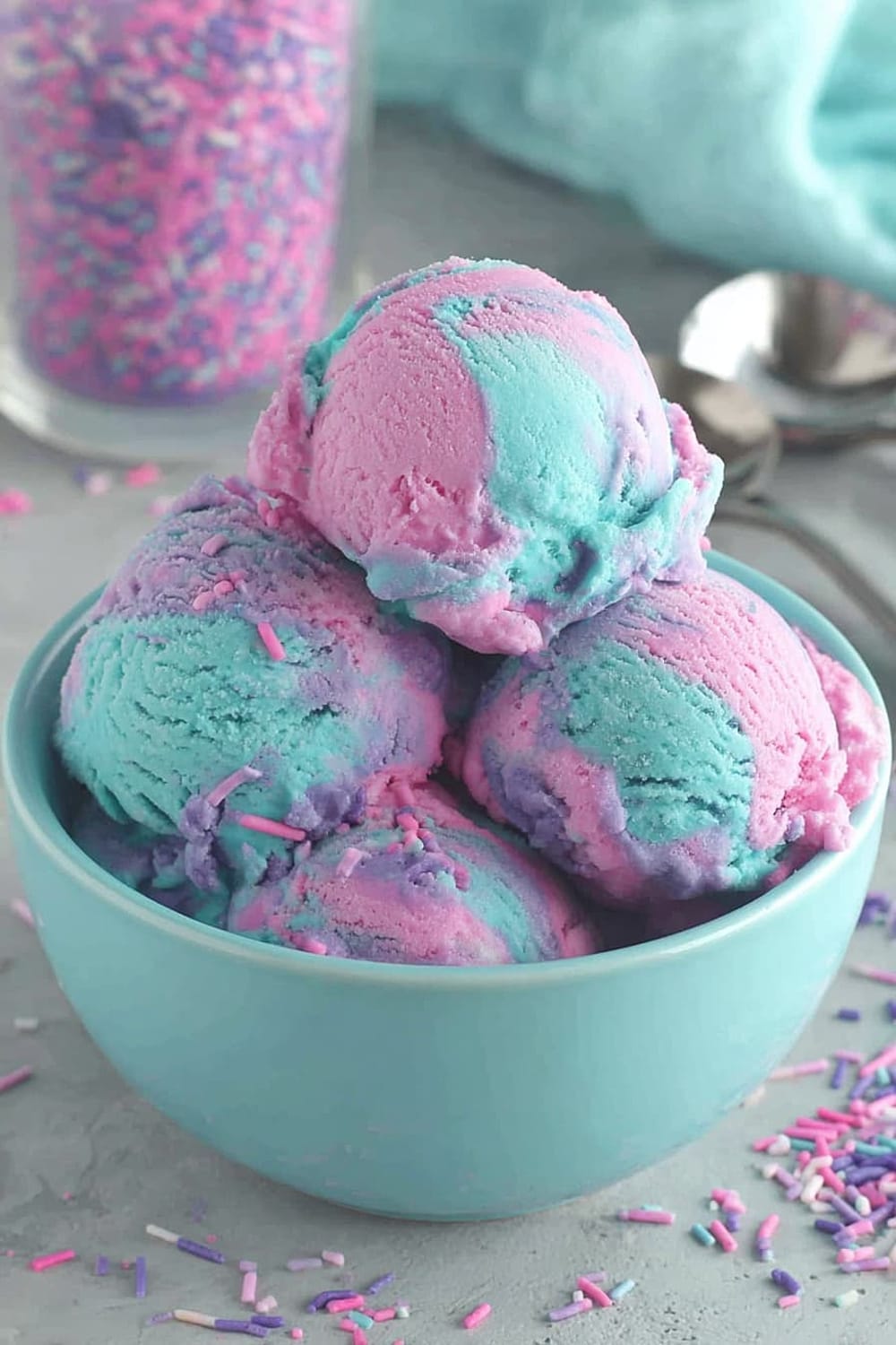 No-Churn Cotton Candy Ice Cream