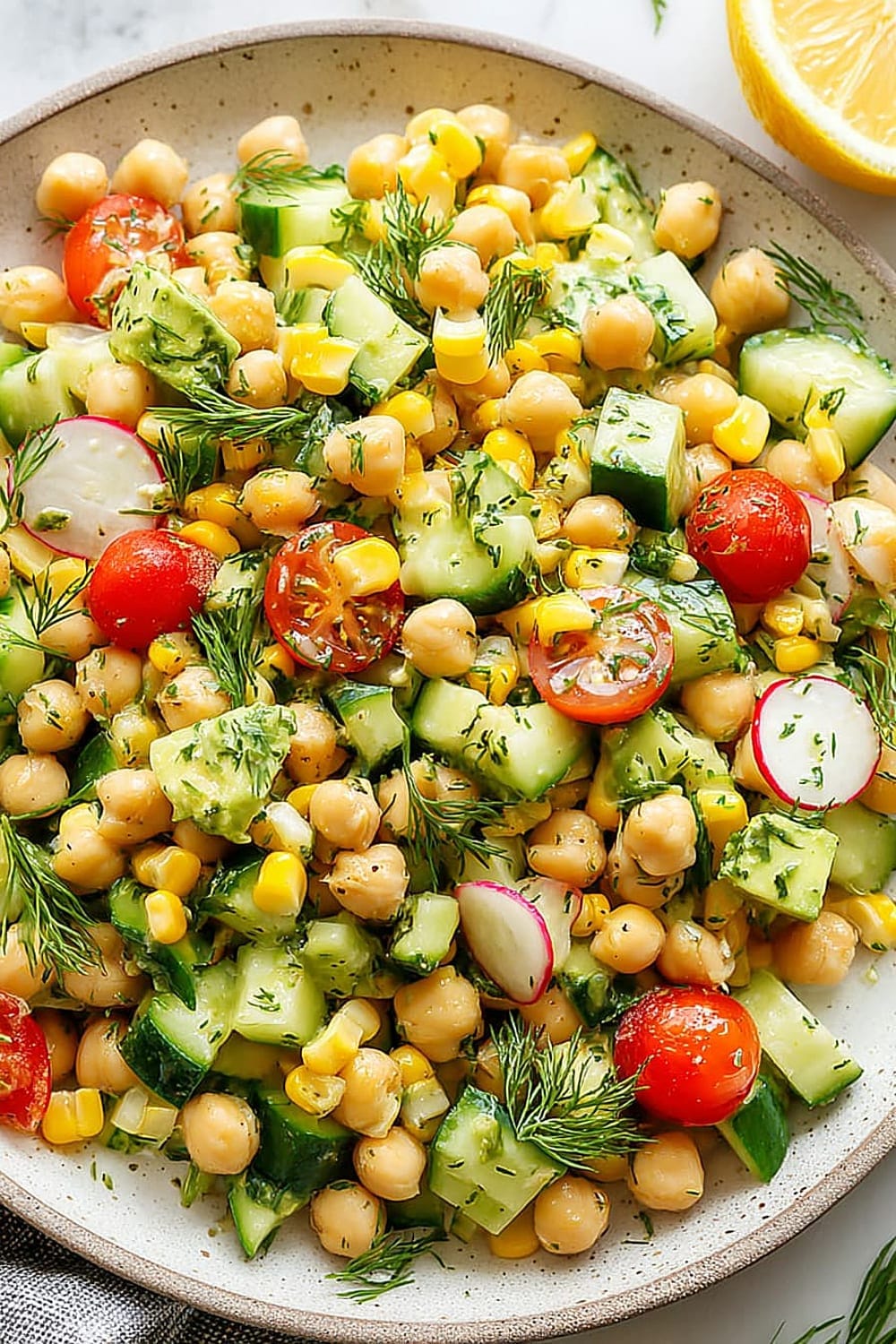 Summer Vegetable Chickpea Salad (Dairy Free!)