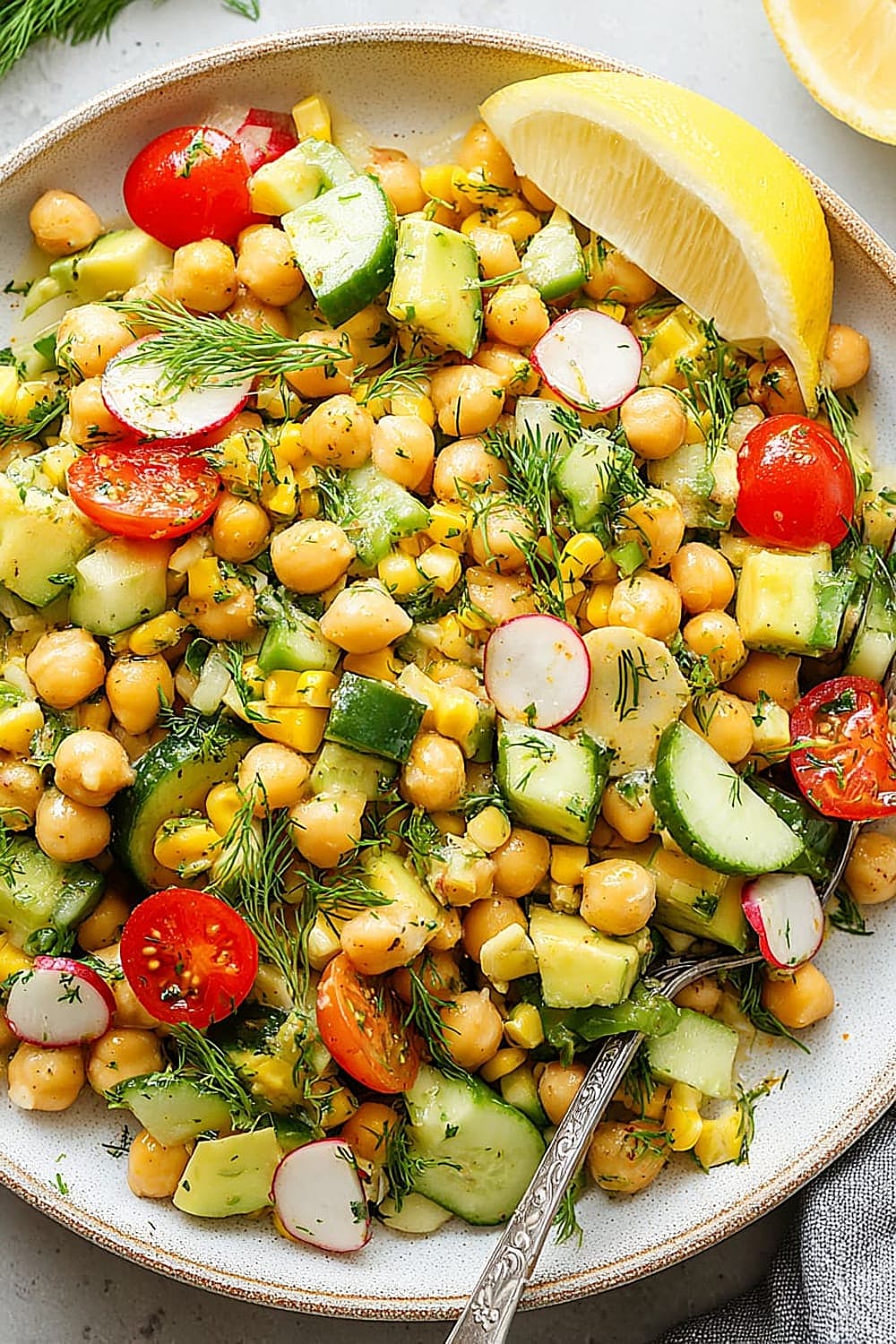 Summer Vegetable Chickpea Salad (Dairy Free!)