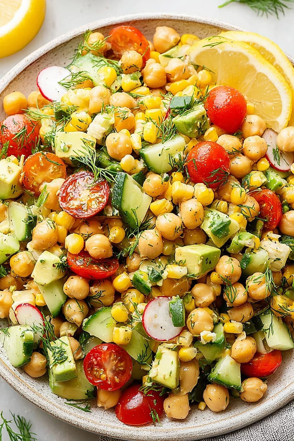 Summer Vegetable Chickpea Salad (Dairy Free!)