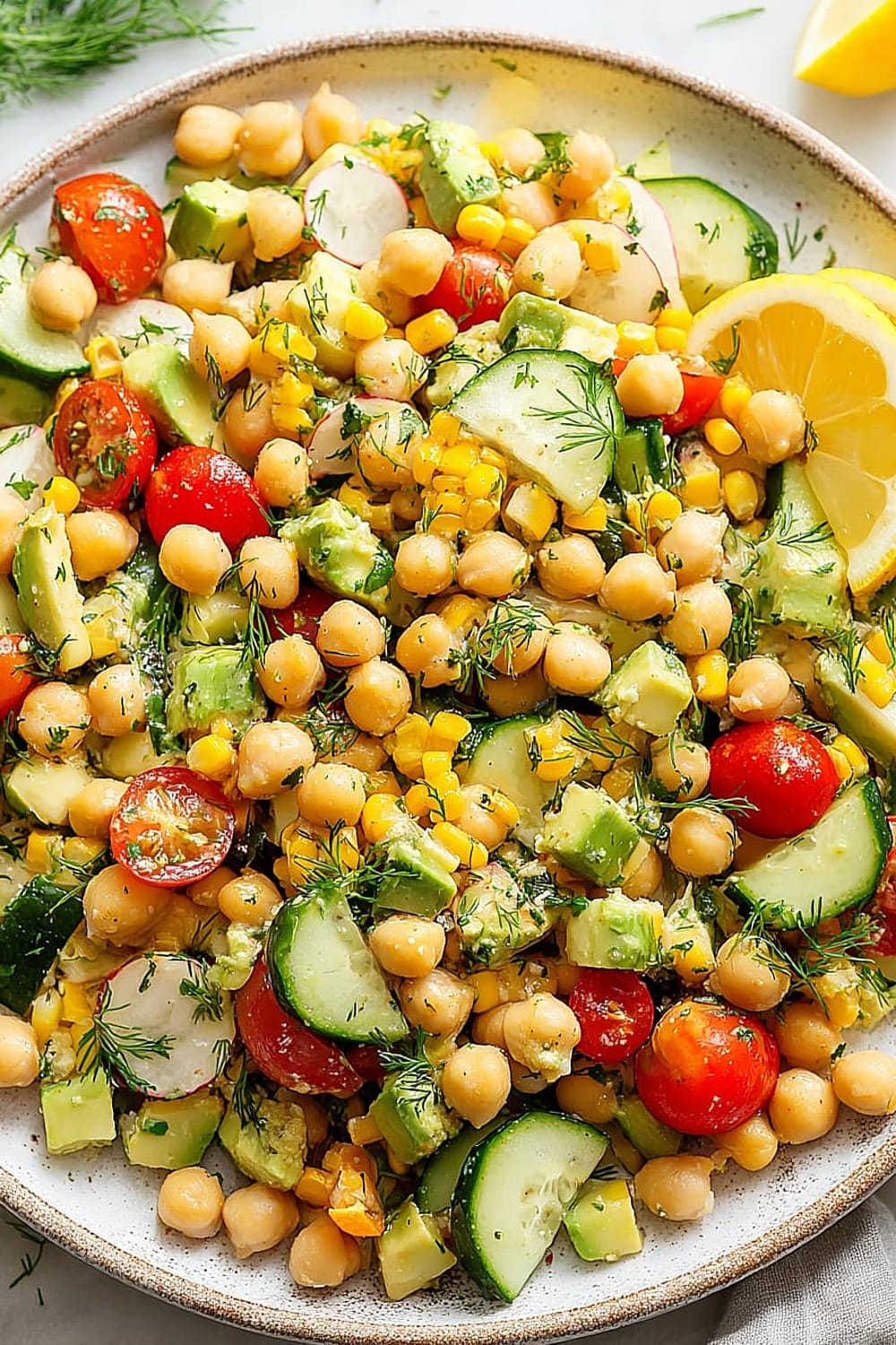 Summer Vegetable Chickpea Salad (Dairy Free!)