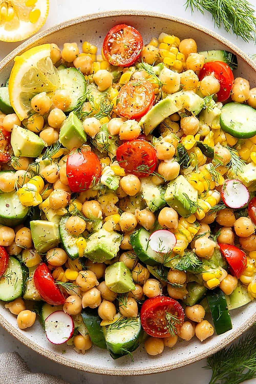 Summer Vegetable Chickpea Salad (Dairy Free!)