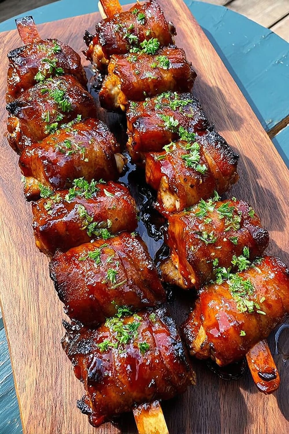 Bacon Wrapped Pork Skewers