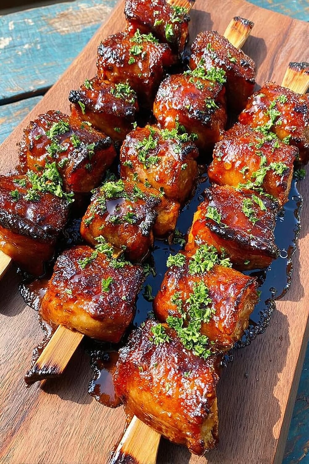 Bacon Wrapped Pork Skewers
