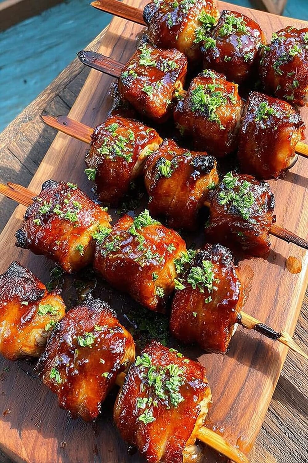 Bacon Wrapped Pork Skewers
