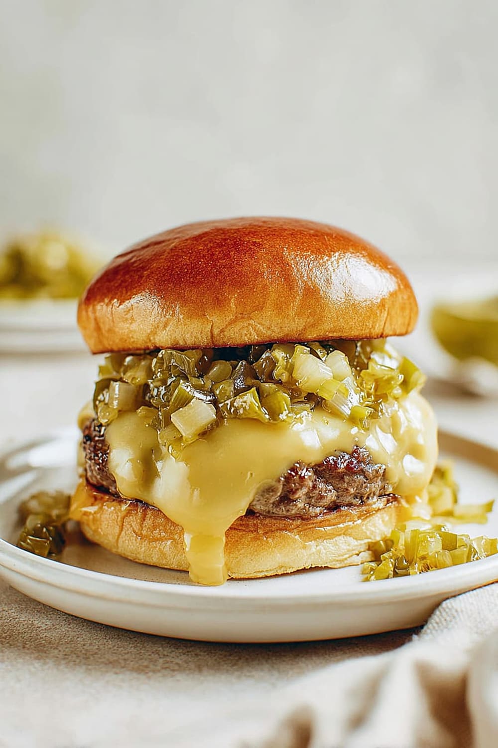 Hatch Green Chile Cheeseburger
