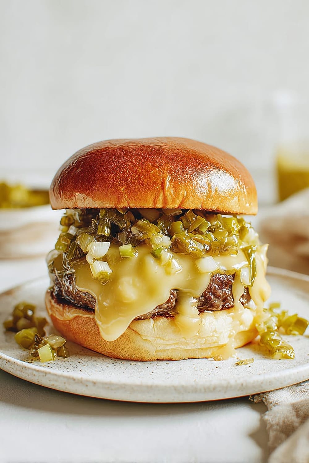 Hatch Green Chile Cheeseburger