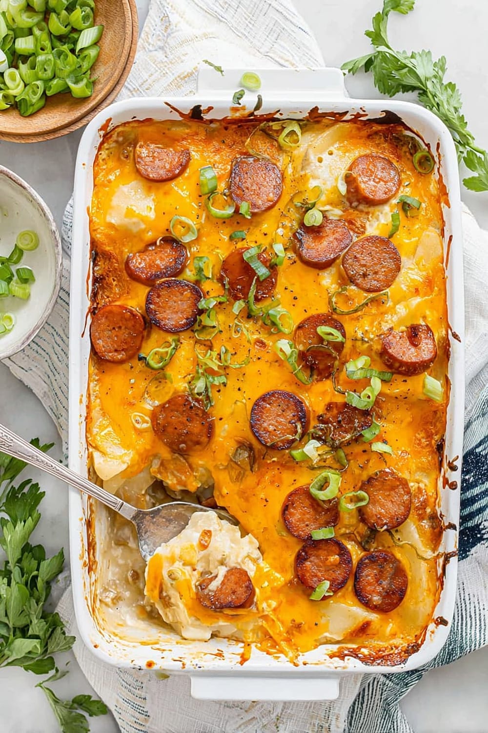 Dump-and-Bake Pierogi Casserole with Kielbasa