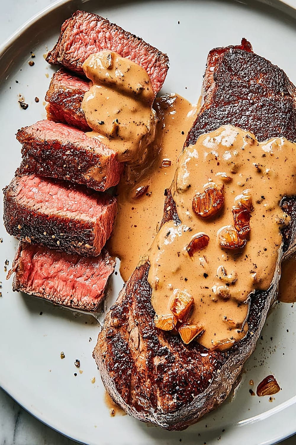 Best Steak With Creamy Bourbon Garlic Sauce