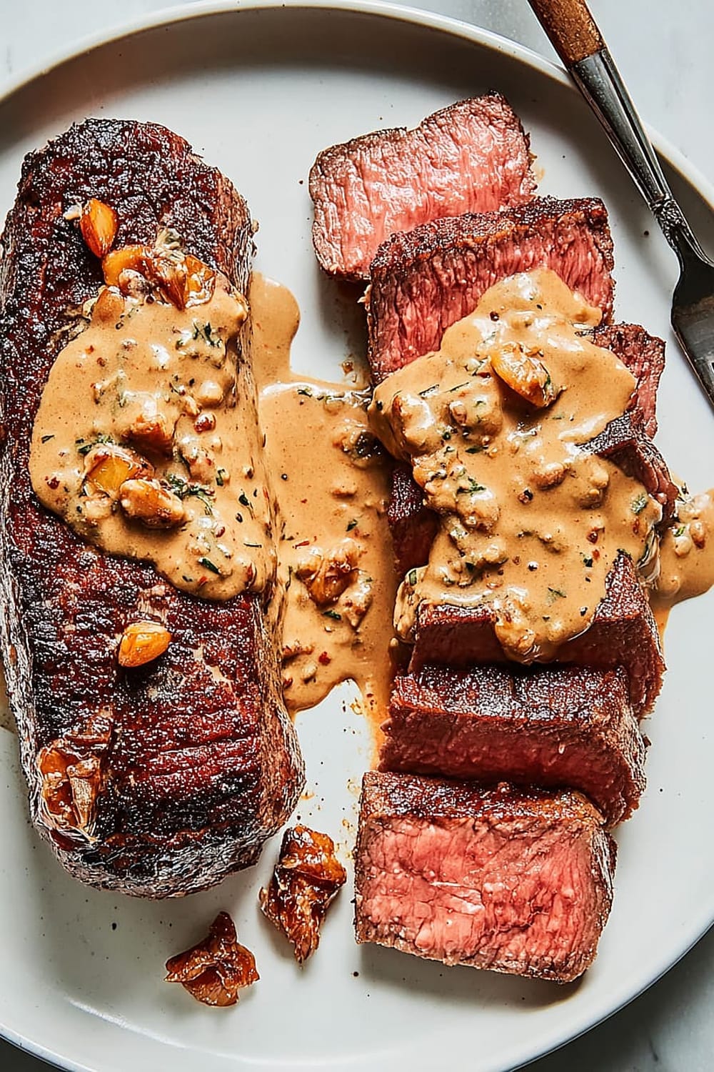 Best Steak With Creamy Bourbon Garlic Sauce