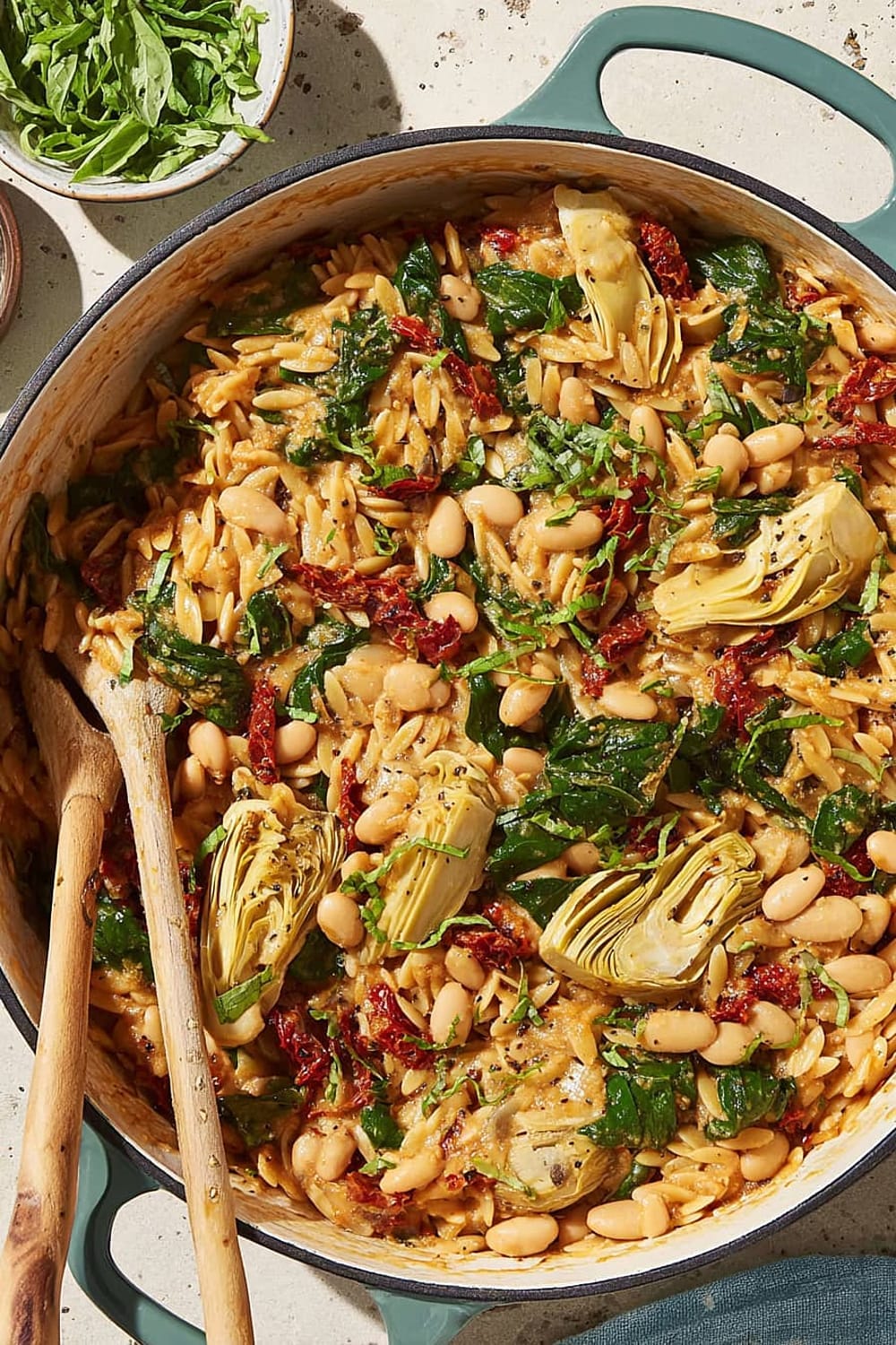 One-Pot White Bean, Spinach & Sun-Dried Tomato Orzo
