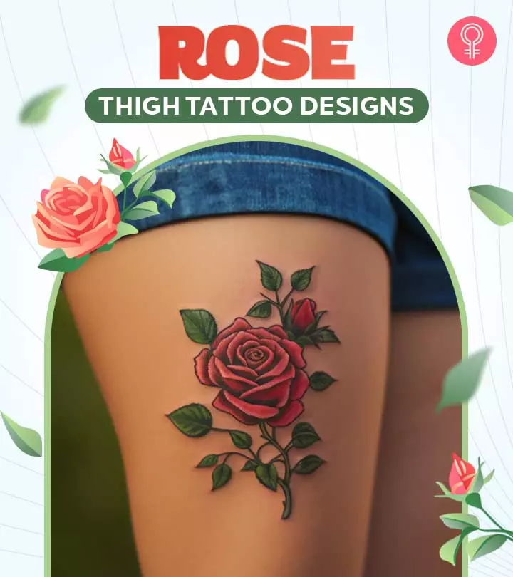 A delicate red rose blooms against the canvas of skin, its petals rendered with stunning realism and rich crimson depth. The strategic thigh placement allows this botanical masterpiece to flow naturally with the body's curves, while the intricate leaf detailing and subtle stem work showcase exceptional artistry 🌹 Perfect for those seeking timeless elegance with a bold feminine statement.