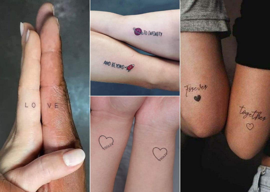 **Matching Couple Tattoos That Speak Volumes About Love** 💕

Four beautiful examples of couples choosing ink to celebrate their bond! From the sweet simplicity of 