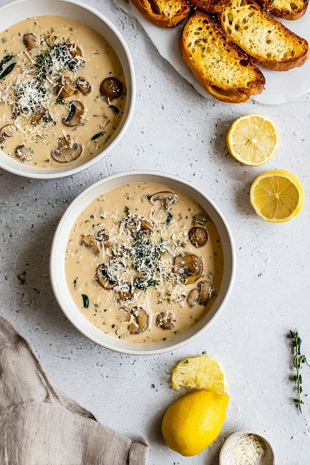 Creamy Mushroom Soup with Lemon and Thyme