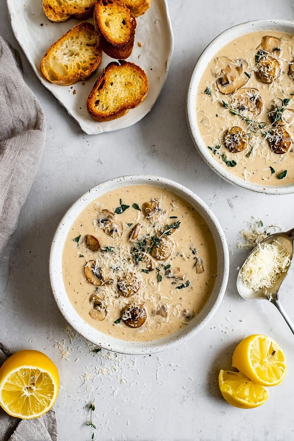Creamy Mushroom Soup with Lemon and Thyme