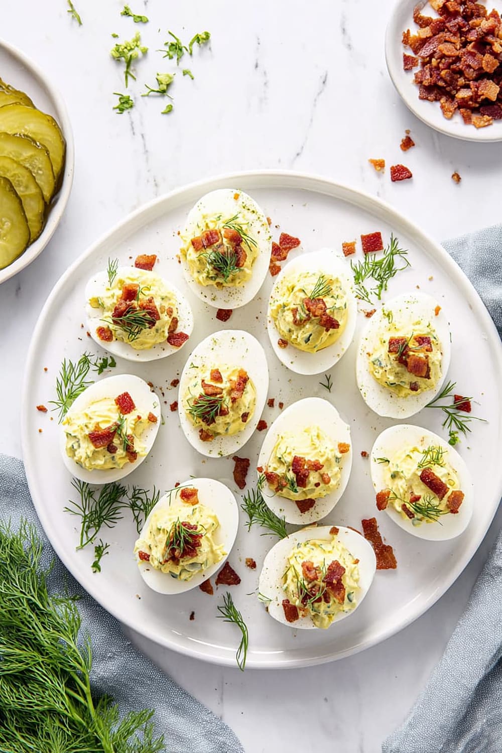 Bacon Dill Pickle Deviled Eggs
