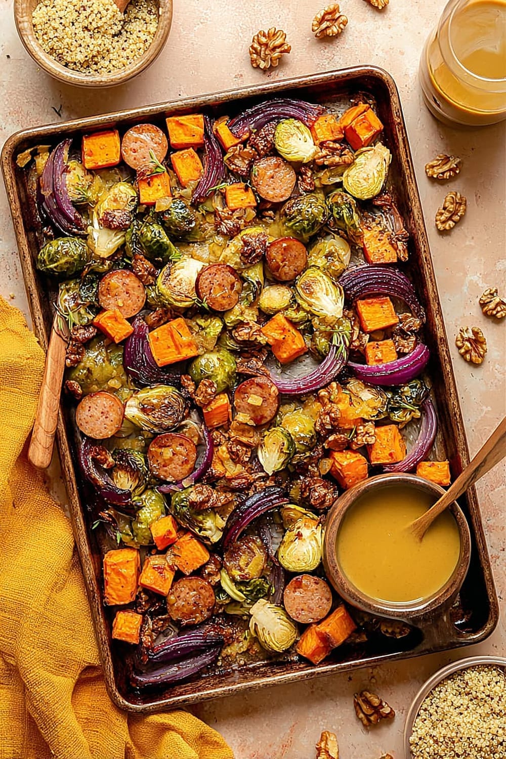 Fall Veggie Sheet Pan Dinner with Maple Mustard Sauce