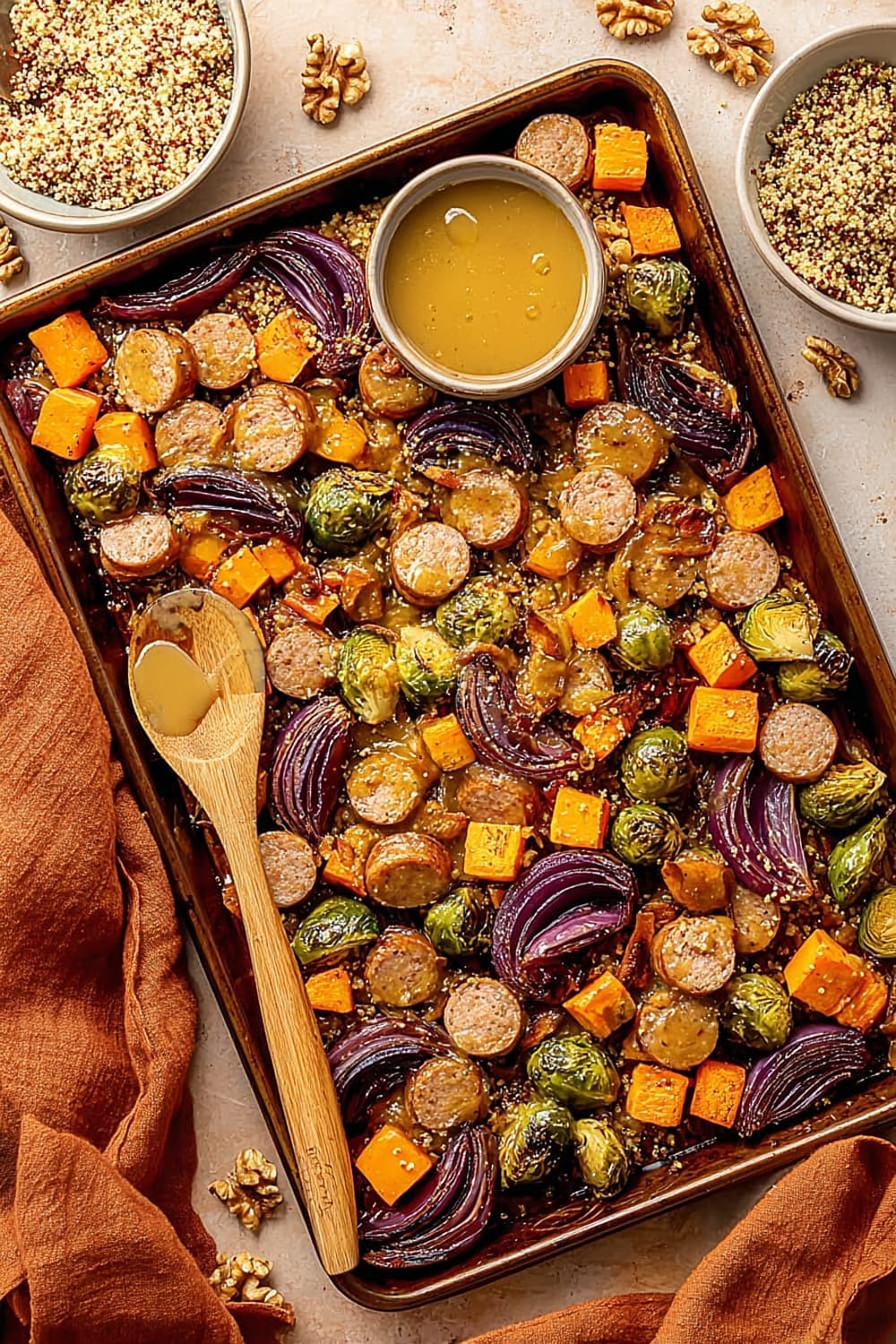 Fall Veggie Sheet Pan Dinner with Maple Mustard Sauce