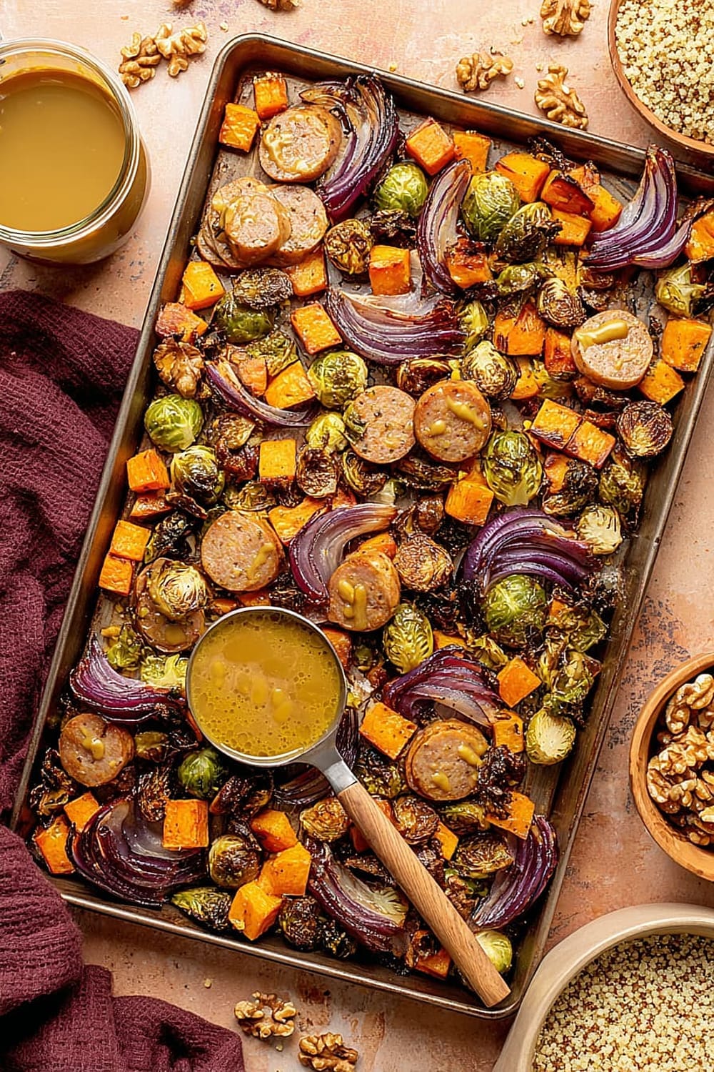 Fall Veggie Sheet Pan Dinner with Maple Mustard Sauce
