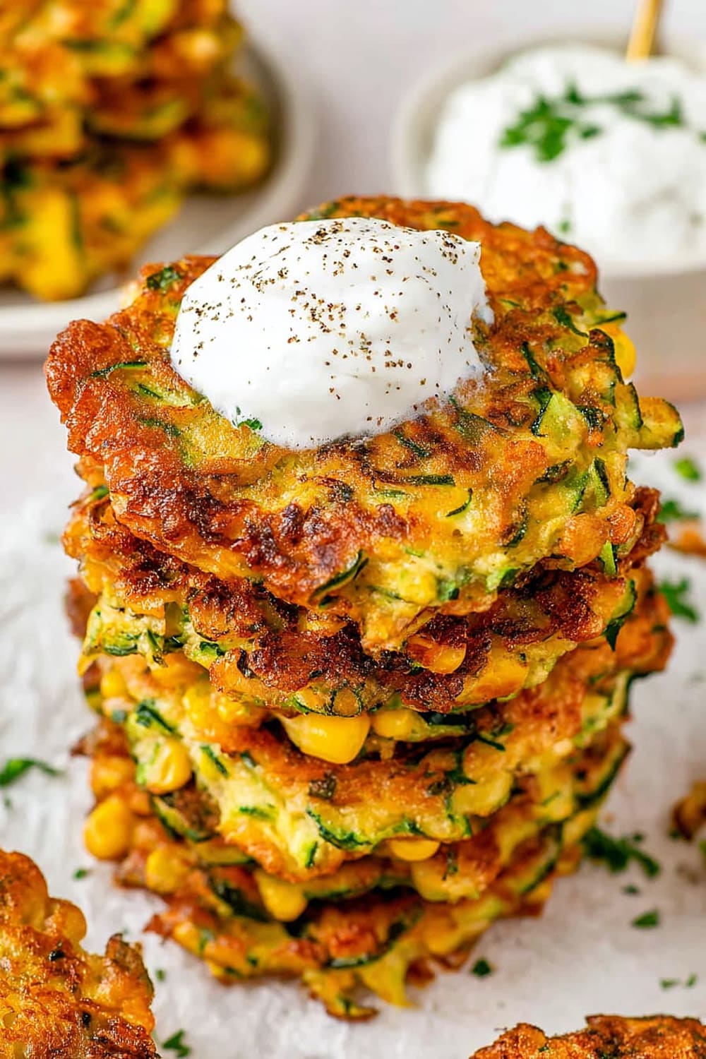 Cheesy Zucchini and Corn Fritters
