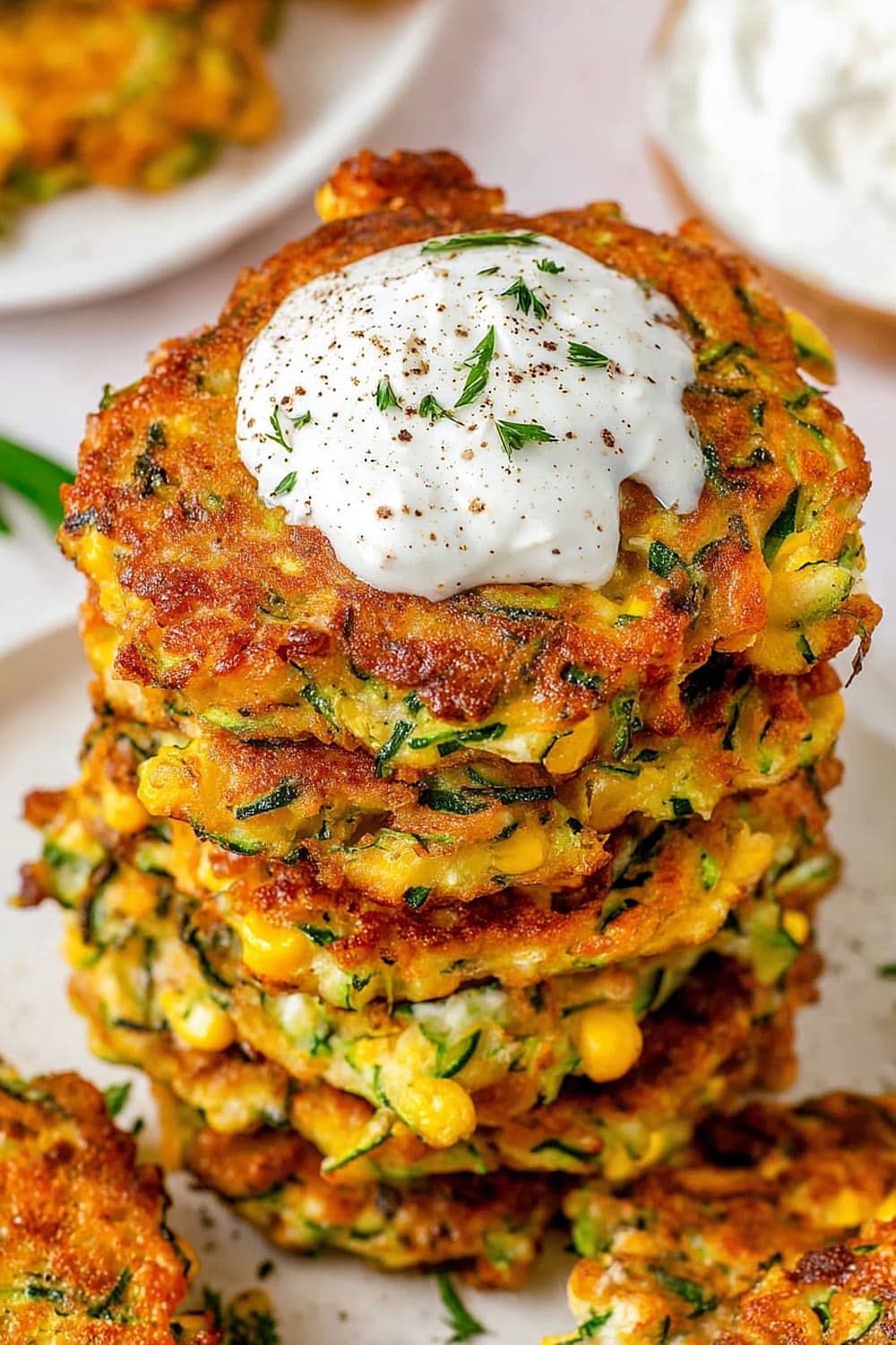 Cheesy Zucchini and Corn Fritters