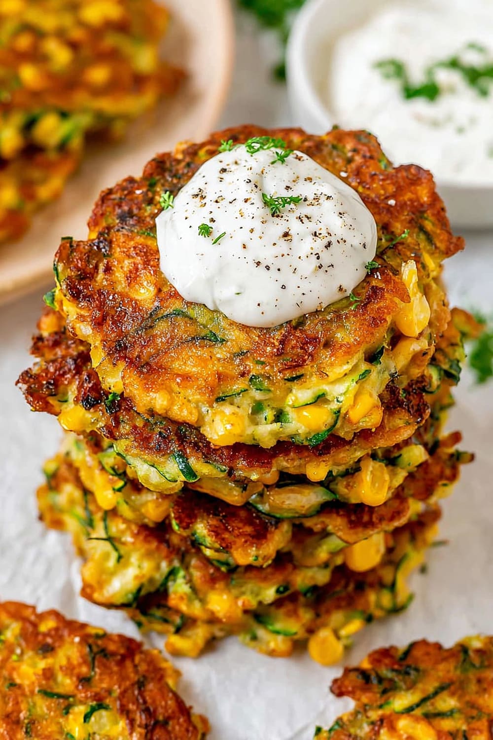 Cheesy Zucchini and Corn Fritters