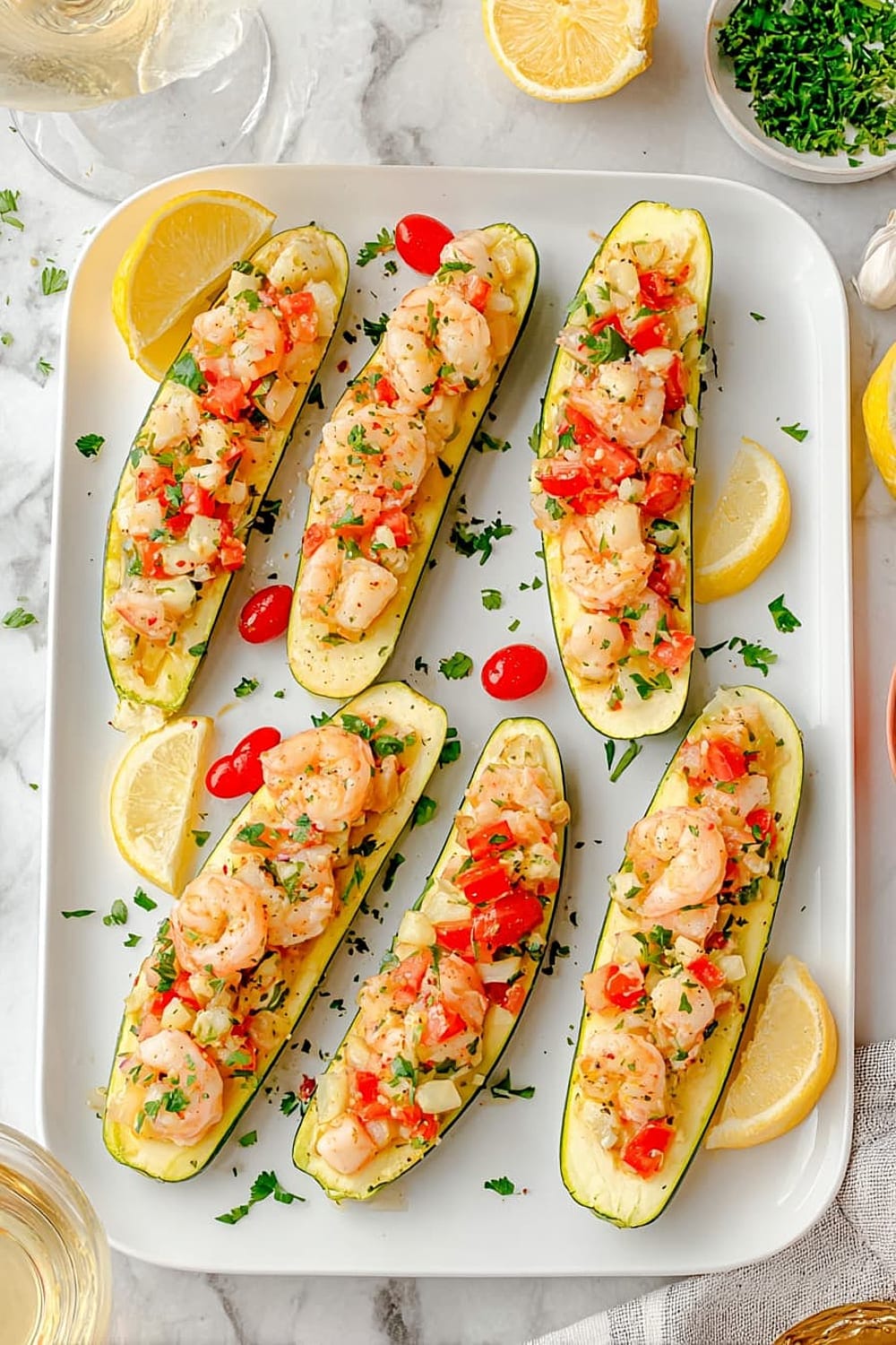 Shrimp Scampi Zucchini Boats