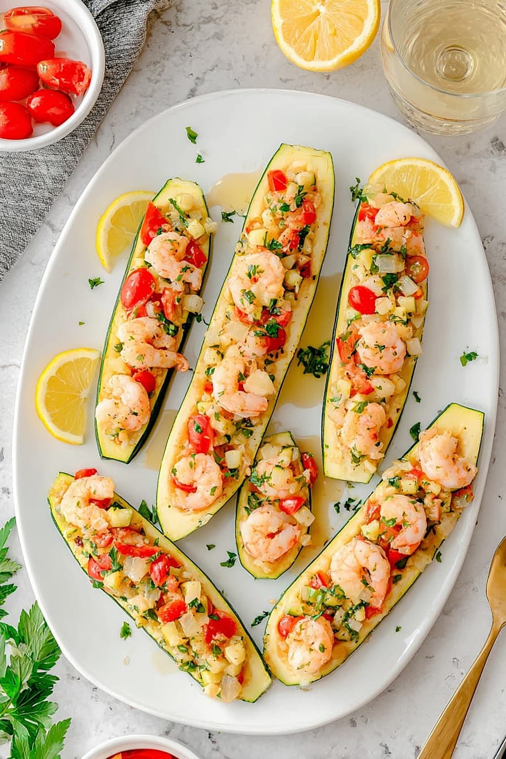 Shrimp Scampi Zucchini Boats