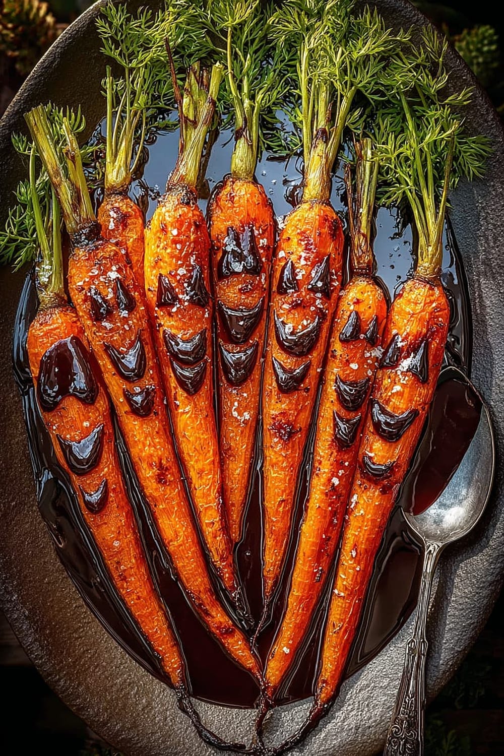 Roasted Carrots with Chocolate Balsamic Sauce