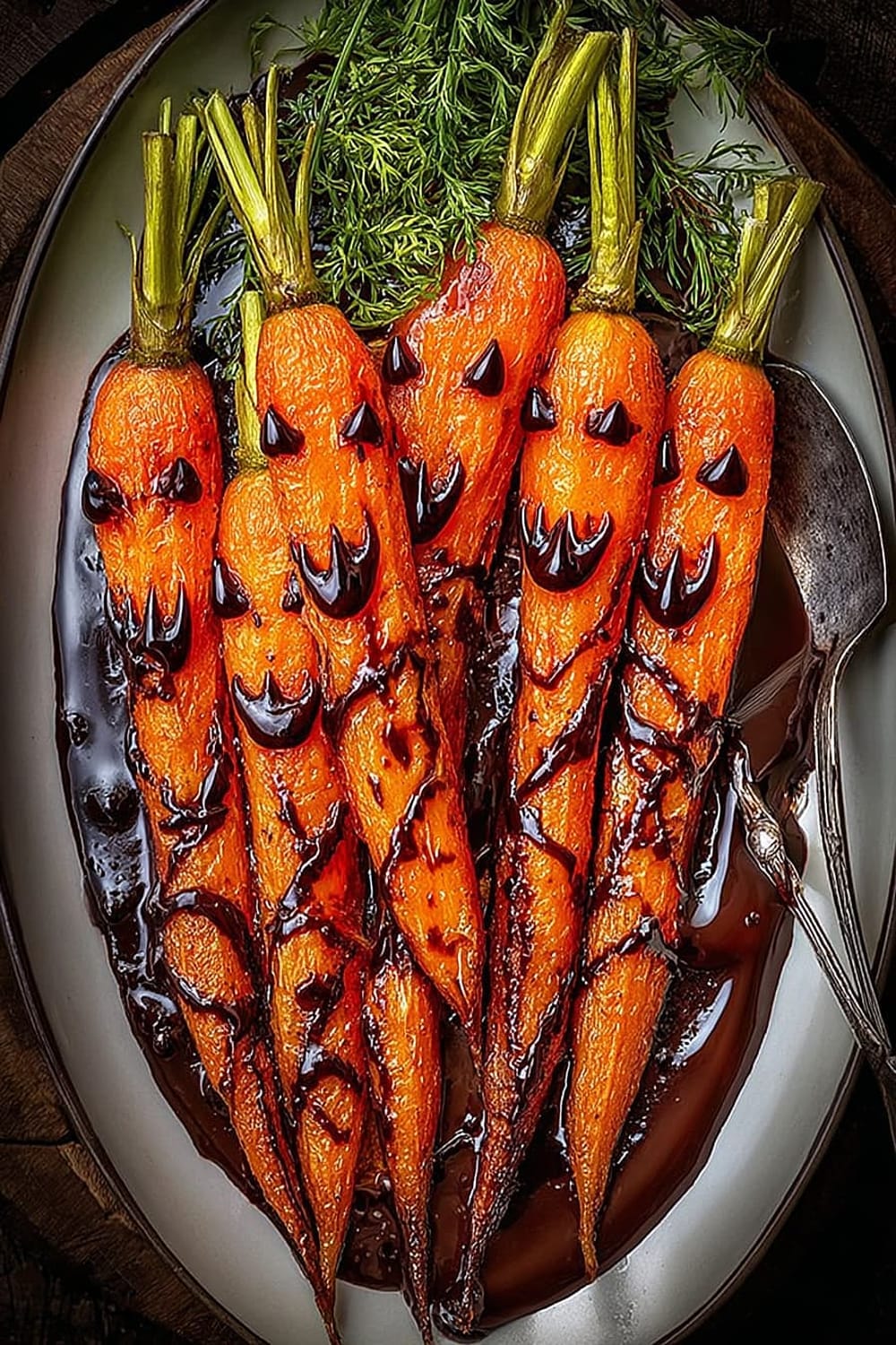 Roasted Carrots with Chocolate Balsamic Sauce