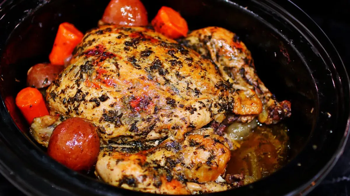 Easy Slow Cooker Whole Chicken and Vegetables Recipe