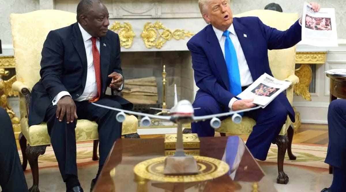Trump slams reporter over question then South African President makes joke