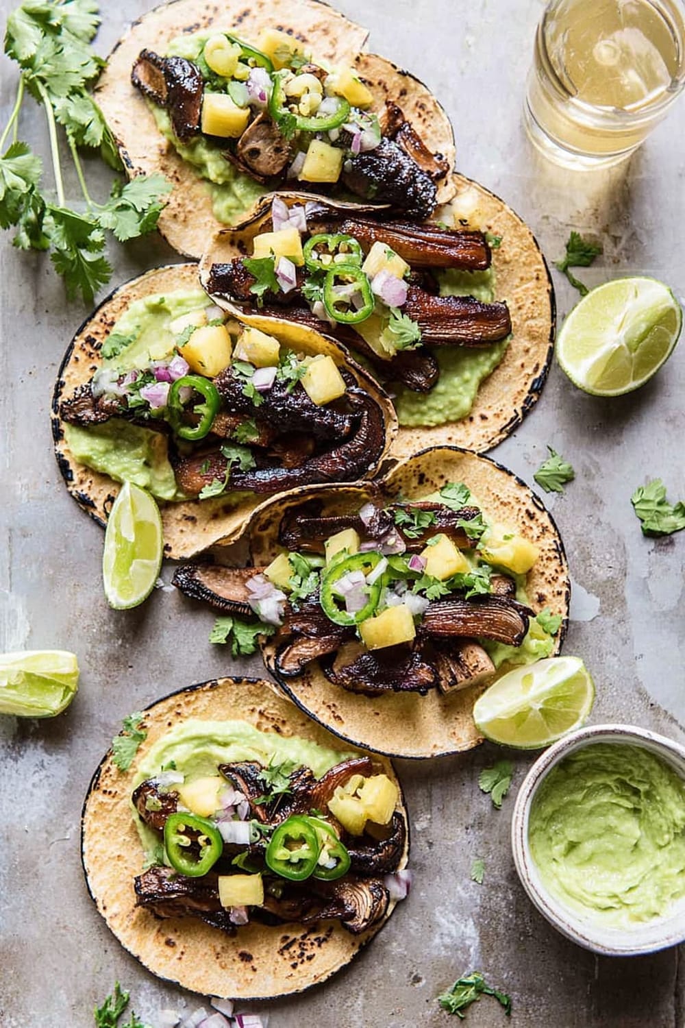 Asada Mushroom Tacos with Lime Smashed Avocado