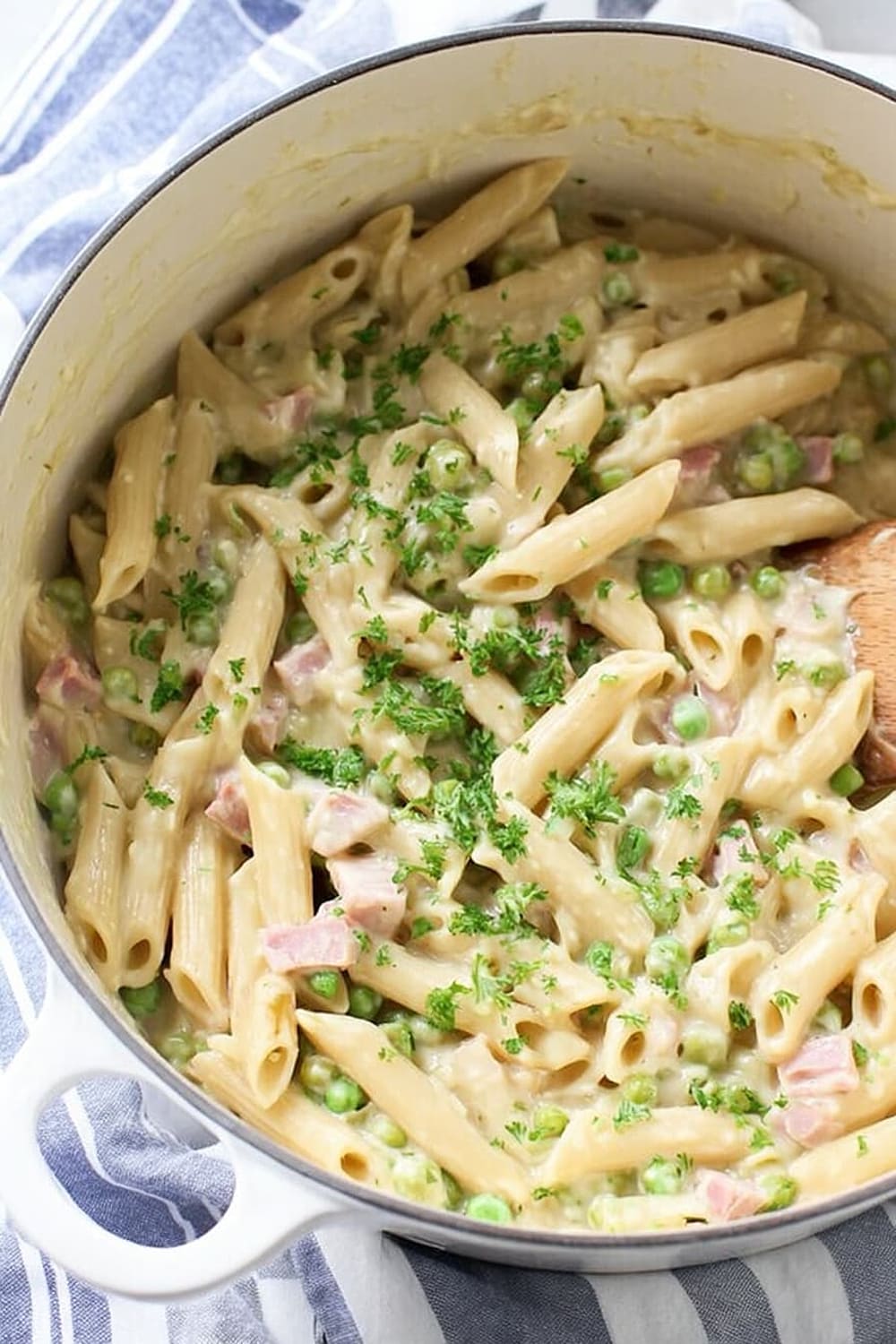 One Pot Leftover Ham and Pea Pasta