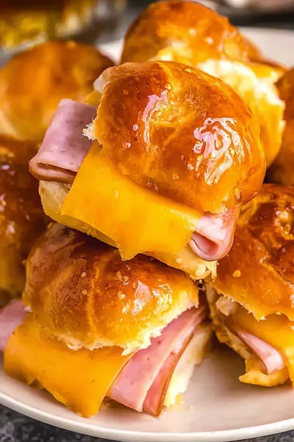 Hot Honey Mini Ham and Cheese Pretzel Sliders
