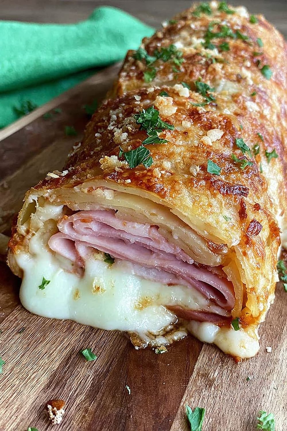 Easy Ham + Cheese Scalloped Potato Roll (4 Ingredients)