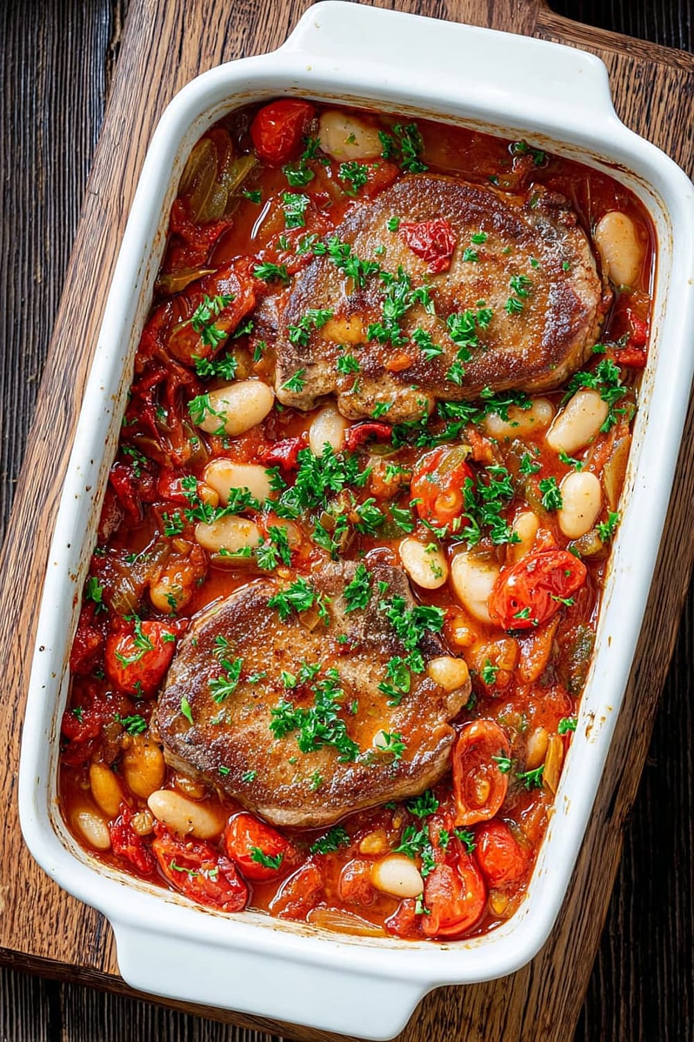 Boneless Pork Chop Casserole Recipe With Beans and Tomatoes