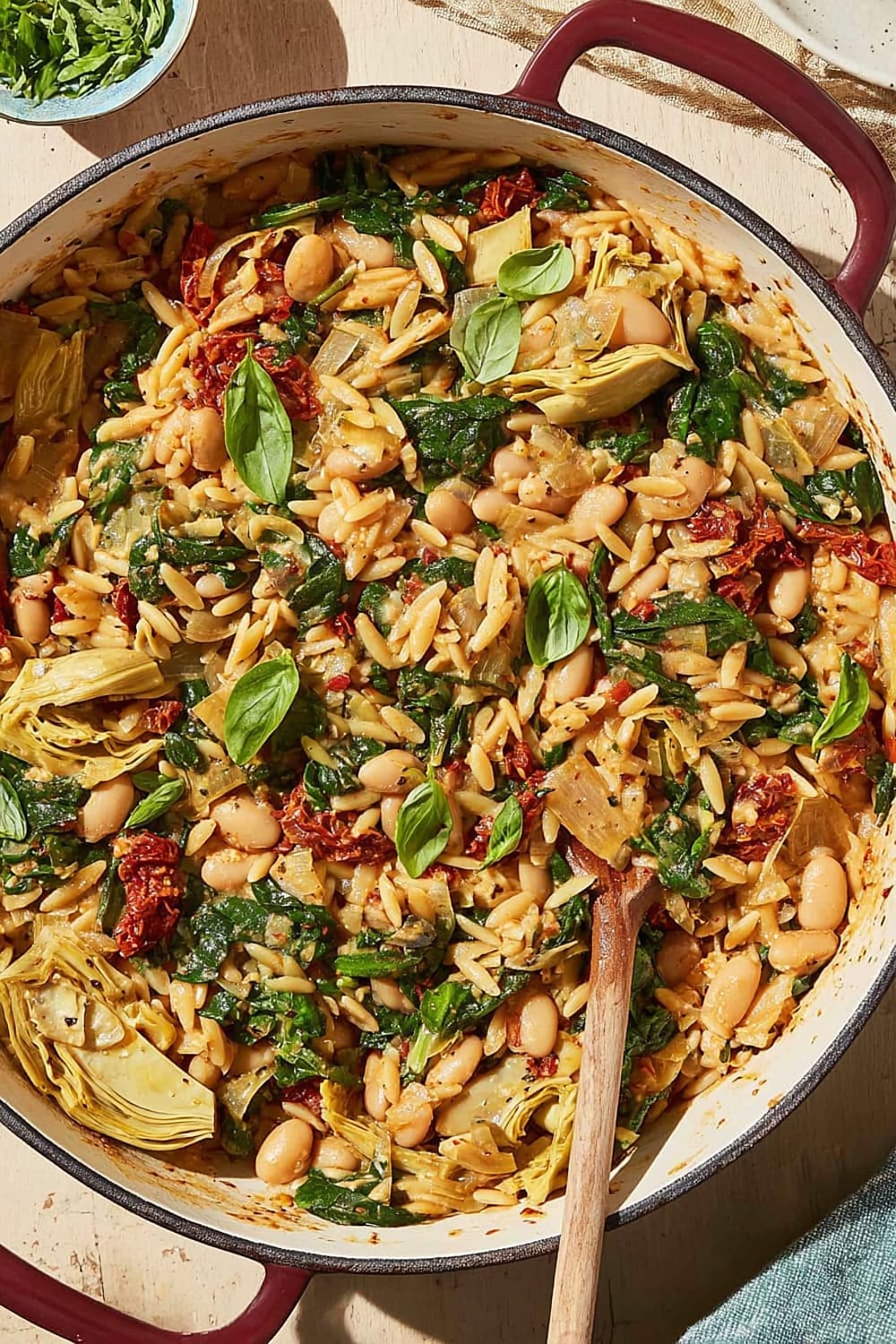 One-Pot White Bean, Spinach & Sun-Dried Tomato Orzo