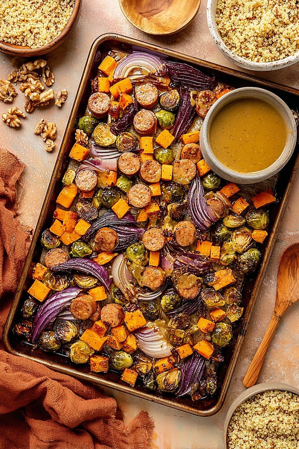 Fall Veggie Sheet Pan Dinner with Maple Mustard Sauce