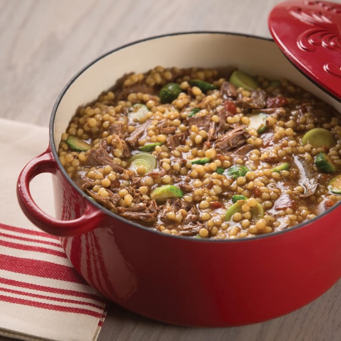 Pot Roast with Brussels Sprouts, Baby Carrots and Leeks