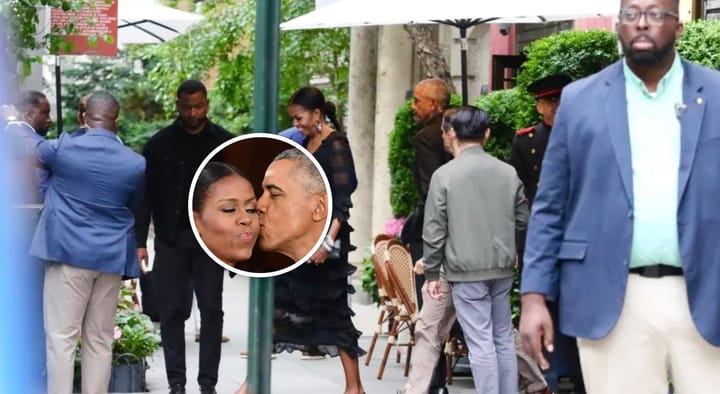 Barack Obama looked more like Michelle’s Secret Service agent than her husband during rare public appearance