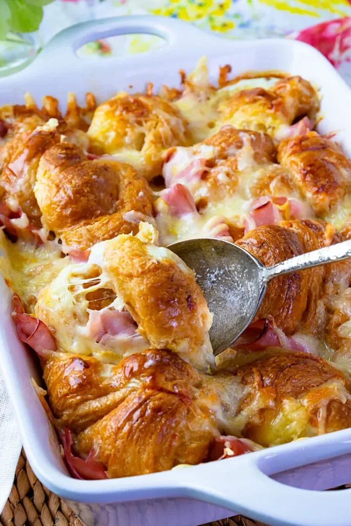 Ham and Cheese Croissant Casserole