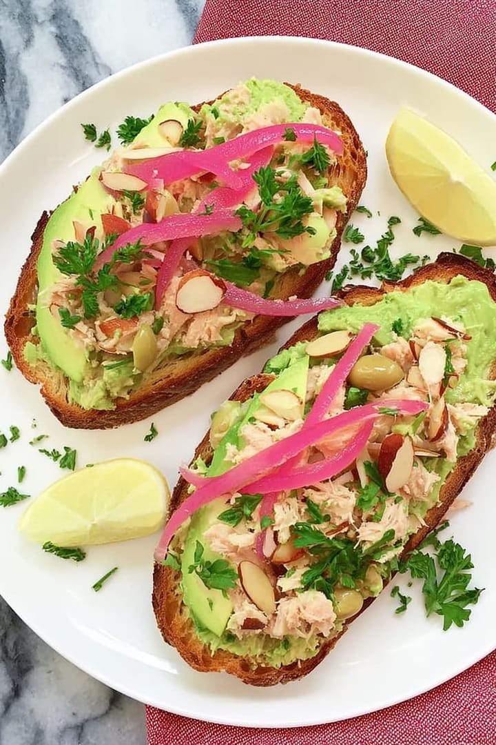 Avocado, Tuna & Pickled Red Onion Toast